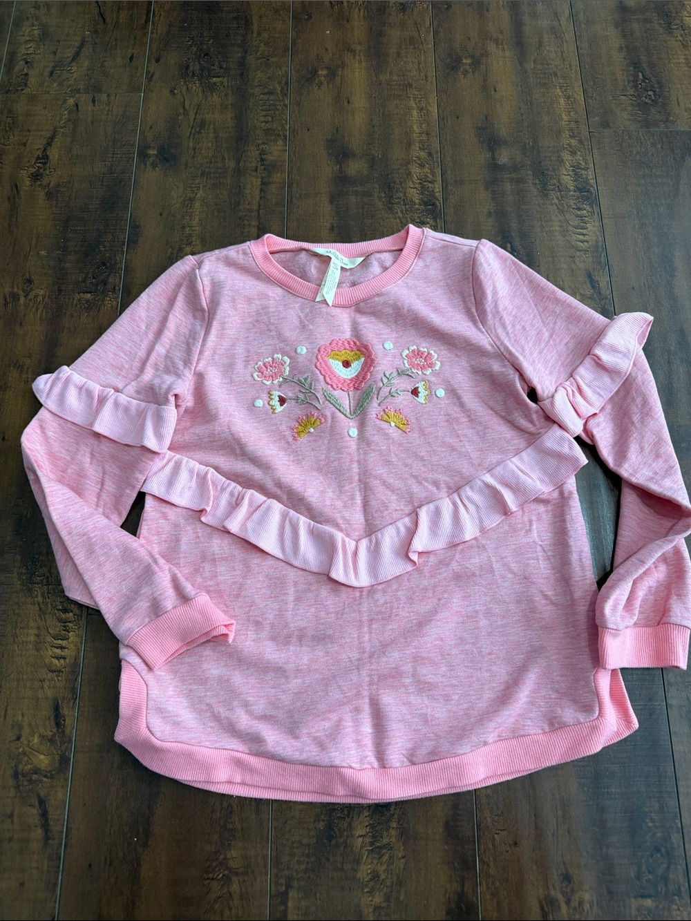 Matilda Jane Pink Ruffle Floral Sweatshirt